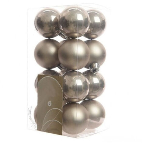 Trade Shop - 16 glitzernde und glänzende Dekokugeln für den Weihnachtsbaumschmuck in Farbe - Silber