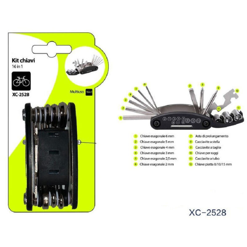 Trade Shop - 16IN1 SCHRAUBENSCHLÜSSEL-KIT MEHRZWECK-FAHRRAD-REPARATUR-WERKZEUG XC-2528 -