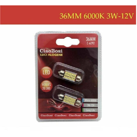 Trade Shop - 2 Glühbirnen Ersatzlampen für Autoinnenbeleuchtung 36mm LED 6000K 3W 12V C-6292 -