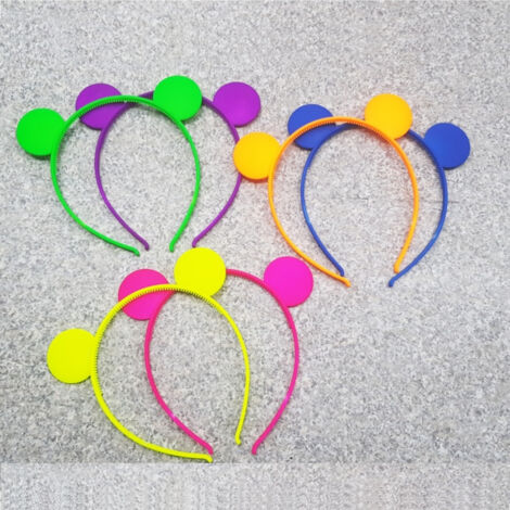 Trade Shop - 2 Headband Front Ears Fluorescent Hair Stops Plastic Clipper -