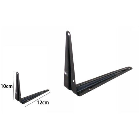 Trade Shop - 2 Piezas Soporte Estante Triangular Metal 10x12cm Negro 07914 -