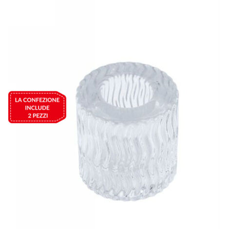 TRADE SHOP - 2 Porta Candela Lanterna Rotondo Bomboniera Matrimonio Decorazione Tea Light 5x5 - Trasparente
