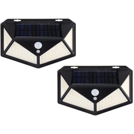 Trade Shop - 2 Pz Lampada Solare Esterno Giardino Faretto Fotovoltaico Sensore Luce 114 Led Faro -