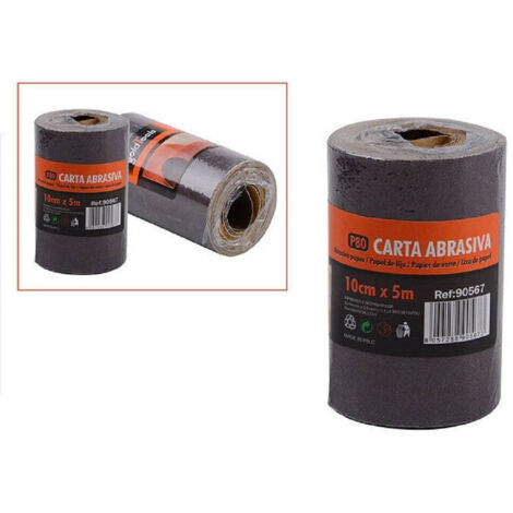 Trade Shop - 2 Rotoli Carta Vetrata Abrasiva 5 Metri Grana P80 Levigare Smussare -