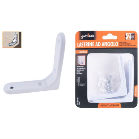 Trade Shop - 2 Stück Eckplatte 75 x 75 mm weiß Winkelhalterung Stützschrauben Möbel 94781 -
