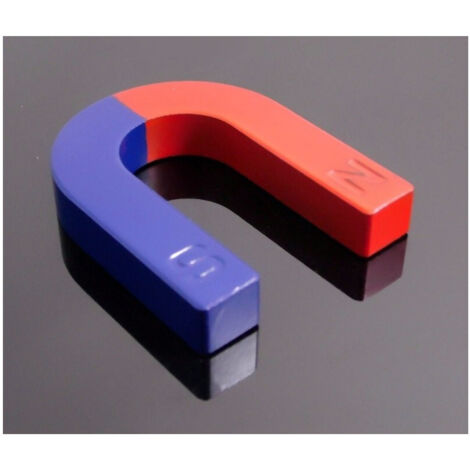 Trade Shop - 2 X Magnete Didattico Calamita 30mm A Forma Di U Positivo E Negativo Nord Sud -