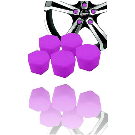 Trade Shop - 20 Copribulloni Copri Bulloni Dadi Silicone Fluorescenti Viola Cerchi Ruota -