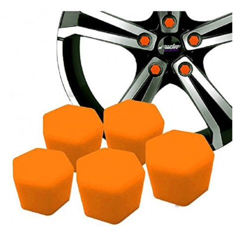 Trade Shop - 20 Cubretuercas De Rueda De Silicona Universal Naranja Fluorescente -