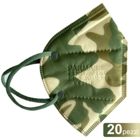Trade Shop - 20 FFP2 VENTILLOSE SCHUTZMASKEN MILITÄRISCHE TARNFARBE GRÜN -