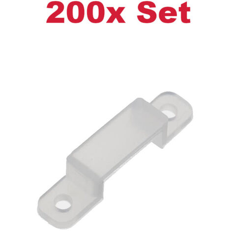 Trade-Shop LED Streifen Halterung – 50 Stück Transparente Clips Für 10-16 Mm Lichtschläuche, Mit Schraublöchern