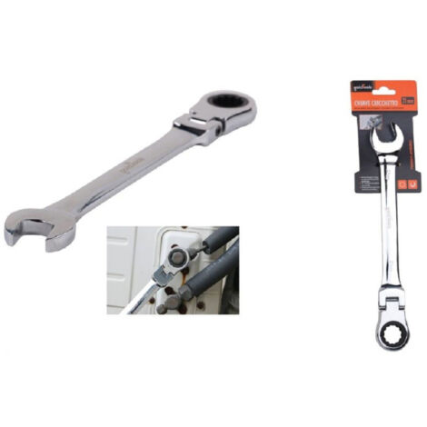 Trade Shop - 21-mm-Maul-Ratschenschlüssel mit klappbarem Kopf, verchromtes Vanadium-Werkzeug 91742 -