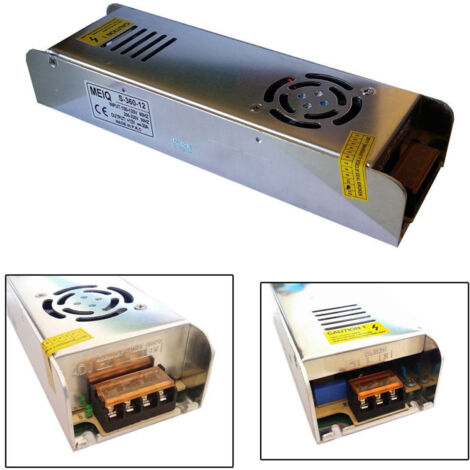 Trade Shop - 220V-12V SCHLANKES STABILISIERTES NETZTEIL TRANSFORMATOR 30A 360W TRIMMER -