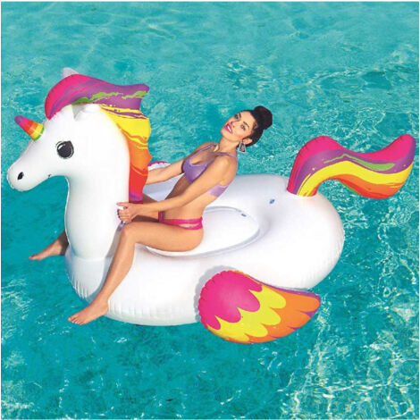 Trade Shop - 224 X 164 Cm Unicornio De Moda Gigante Montable Caballo Arco Iris -