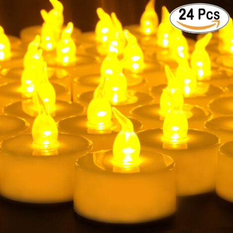 Trade Shop - 24 Pz Candele Led Lumini Giallia Luce Decoración -
