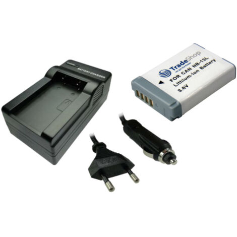 Trade-Shop 2in1 Set: Akku 1250mAh + LED Ladegerät inkl. Kfz-Ladekabel kompatibel mit Canon PowerShot SX620 SX720 SX730 SX740
