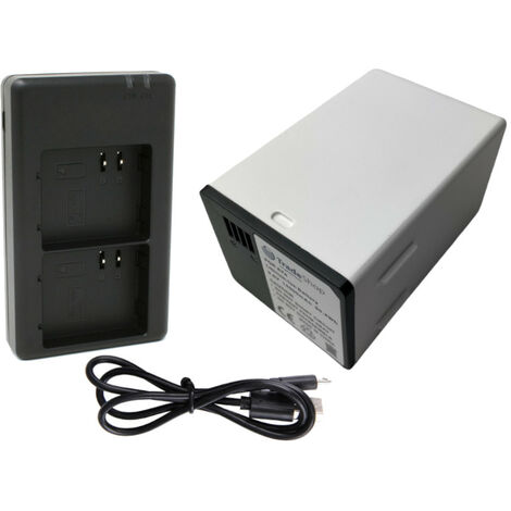 Trade-Shop 2in1 Set: Akku (14000mAh) + Dual Ladegerät inkl. Micro-USB-Kabel kompatibel mit Arlo Netgear Go 2, Pro 3, Pro 3 Light, Pro 3 Floodlight