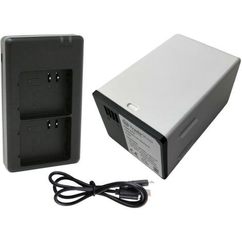 Trade-Shop 2in1 Set: Akku (15000mAh) + Dual Ladegerät inkl. Micro-USB-Kabel kompatibel mit Arlo Netgear Go 2, Pro 3, Pro 3 Light, Pro 3 Floodlight