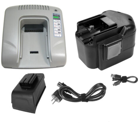 Trade-Shop 2in1 Set: Ni-MH Akku 12V / 2000mAh + Ladegerät mit USB Anschlüssen kompatibel mit AEG 48-11-1900, 48-11-1950, 48-11-1960, 48-11-1967