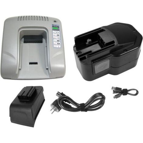 Trade-Shop 2in1 Set: Ni-MH Akku 14,4V / 3300mAh + USB Ladegerät für AEG BBS 14 KX RAPTOR, BBS 14 X RAPTOR, BBS 14 X, BDSE 14 STX, BDSE 14 T Super