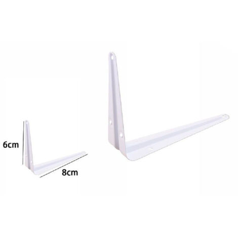 TRADE SHOP - 2pz Reggimensola Supporto Staffa Triangolare Mensola Metallo 6x8 Cm Bianca 07905 -
