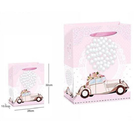 TRADE SHOP - 3 Buste Busta Regalo Sacchetto 26x32x10.5cm Matrimoni Nozze 63977 Varie Fantasie -