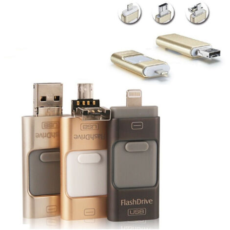Trade Shop - 3 En 1 Flashdrive 16gb Usb Desapareció Para El Archivo De Memoria De Datos De Pc De Smartphone -