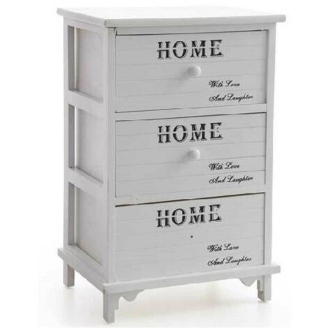 Trade Shop - 3-SCHUBLADEN-KOMMODE 60X40X31CM NACHTTISCH HOME WEISS HOLZ MODERN MEHRZWECK -