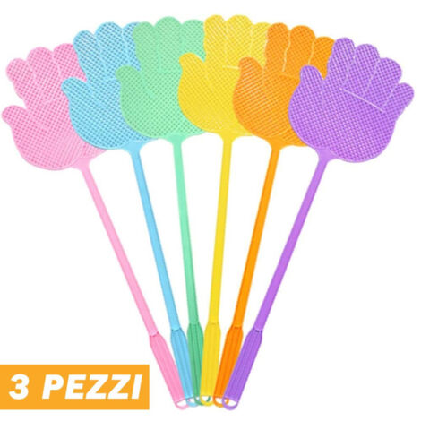Trade Shop - 3 STÜCK FLIEGENKLATSCHE FLIEGENKLATSCHE FARBLICH SORTIERT 47 CM -