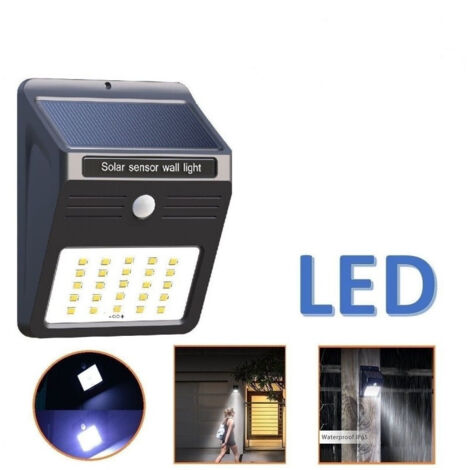 Trade Shop - 30LED 15W SOLARBETRIEBENE WANDLEUCHTEN BEWEGUNGSSENSOR AUSSENWANDLEUCHTE -