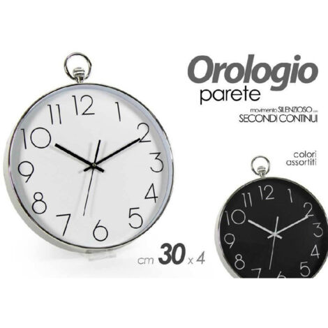 Trade Shop - 30X4 CM WANDUHR RUND SORTIERTE FARBEN KUNSTSTOFF STUMM 798054 -