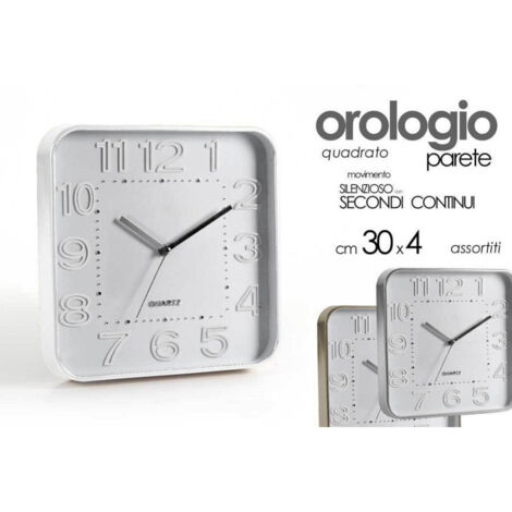 Trade Shop - 30X4CM WANDUHR QUADRATISCH KLASSISCH MODERN LEISE FARBEN ASS 684142 -