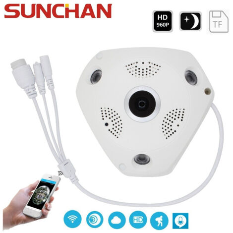 Trade Shop - 360° Weitwinkel Panorama IP WLAN Kamera VRCAM FISHEYE 4 Kameras in 1 -