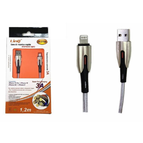 Trade Shop - 3A USB-SCHNELLLADEKABEL LIGHTNING-SCHNITTSTELLE IPHONE IOS 1.2 MT IP-7756 -