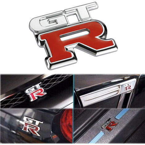 Trade Shop - 3D Dekoration Aufkleber in verchromtem Metall für Autofigur Wappen GT R Aufkleber -