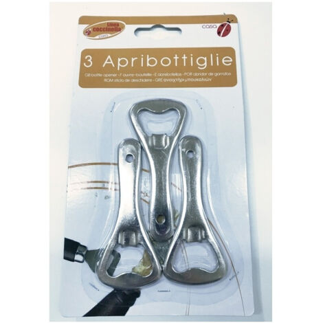 Trade Shop - 3er-Set Flaschenöffner mit Hebel aus Stahl, Flaschenöffner, Glasverschlüsse, Korkenzieher -