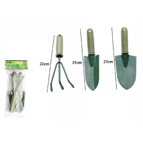 Trade Shop - 3er-Set Gartengeräte mit rutschfestem Griff Rechen 2 Schaufeln 59698 -