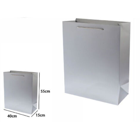 Trade Shop - 3er Set Geschenktüten 55x40x15cm 69914 Grau mit Kordelgriff -