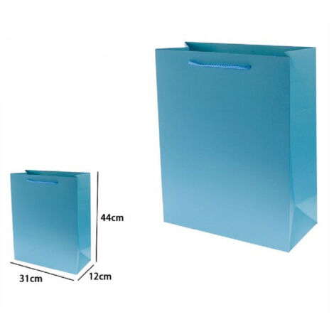 Trade Shop - 3er Set Geschenktüten Taschen 44x31x12cm 69905 Hellblau mit Kordelgriff -