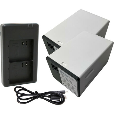 Trade-Shop 3in1 Set: 2x Akku (14000mAh) + USB Doppel Dual Schnell-Ladegerät für 2 Akkus kompatibel mit Arlo Pro 4, Pro 4X, Pro 4 XL, Pro 4 XL HDR