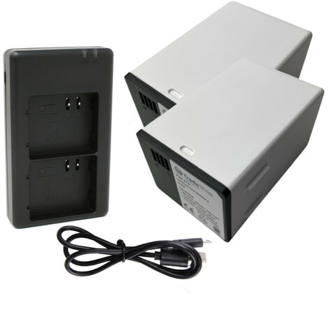 Trade-Shop 3in1 Set: 2x Akku (15000mAh) + USB Doppel Dual Schnell-Ladegerät für 2 Akkus kompatibel mit Arlo Pro 4, Pro 4X, Pro 4 XL, Pro 4 XL HDR