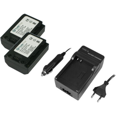 Trade-Shop 3in1 Set: 2x Li-Ion Akku 1600mAh + Ladegerät mit Kfz-Adapter kompatibel mit Sony Alpha 7R IV ILCE-7RM4, A7R IV, 8S III, ILCE-7M4, ILCE-9M2