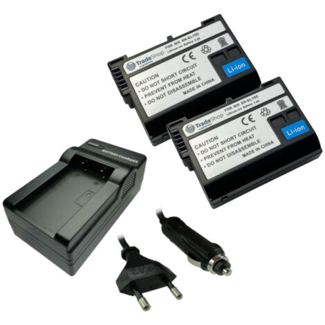 Trade-Shop 3in1 Set: 2x Li-Ion Akku 2400mAh + Ladegerät kompatibel mit Nikon D8000, 1 V1, WT-7, D780, D810E, D880, Z 5, Z 6, Z 6 II, Z 7, Z 7 II