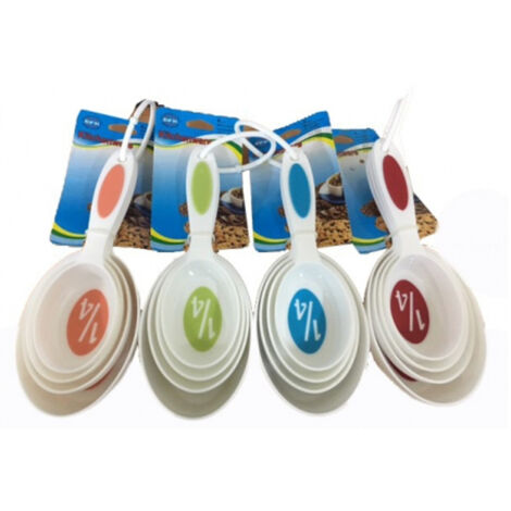 Trade Shop - 4 Cucchiaini Misurini Di Precisione Da 59 Ml A 237 Ml In Plastica Dosatori Dolci -