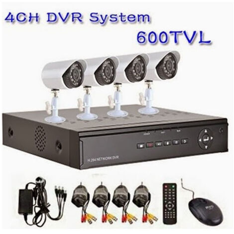 Trade Shop - 4-KANAL-DVR + 4 INFRAROT-LED-KAMERAS HANDY-VIDEOÜBERWACHUNGS-KIT -