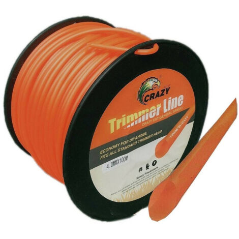 Trade Shop - 4 mm runder Freischneiderfaden, 100 m Spule, Rasenmäherkabel, roter Strang -