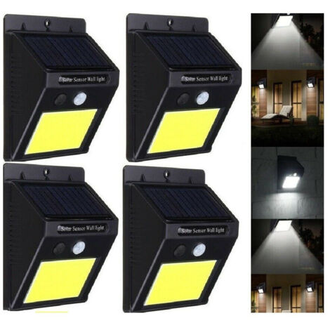Trade Shop - 4 Solar-LED-Außengarten-Photovoltaik-Strahler 48 LED-Sensor -