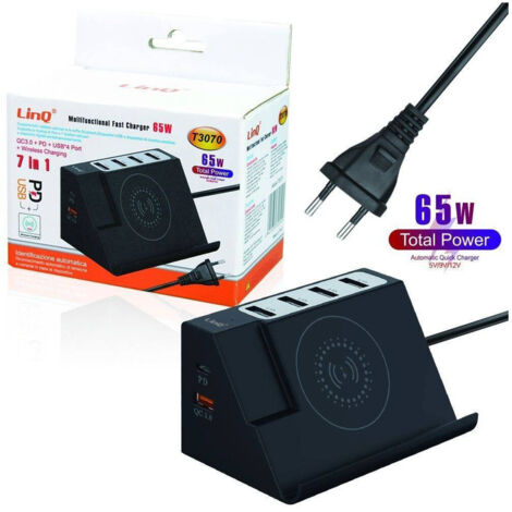 Trade Shop - 4 USB WIRELESS QC 3.0 PD T3070 -