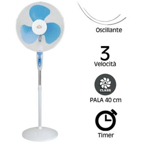 Trade Shop - 40cm Tonda Base Ventilador Plano Oscilante 3 Velocidades Temporizador 65w -