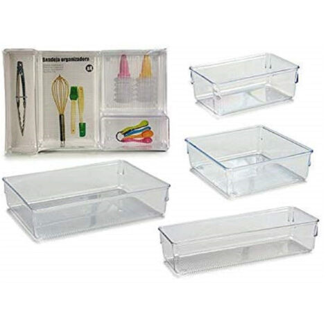 Trade Shop - 4er-Set Schubladen-Organizer, Kunststoff-Trennwände, platzsparende Organizer -