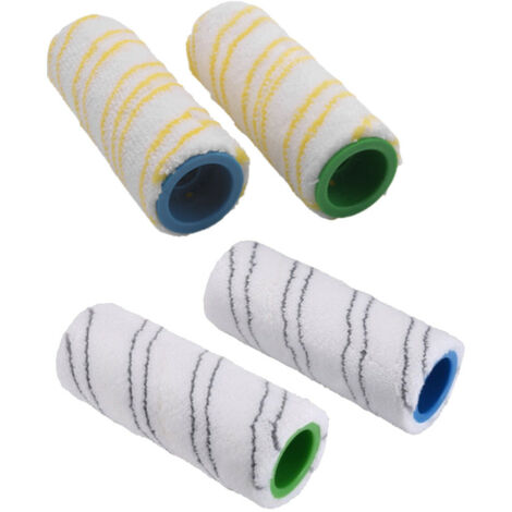 Trade-Shop 4in1 Set Reinigungswalzen Rollbürsten kompatibel mit Kärcher FC3 FC5 FC7 EWM 2 Hartbodenreiniger ersetzt 2.055-006.0 2.055-007.0 / gelb grau